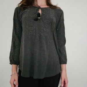 NWT Lucky Brand Embroidered Gray Women's Top